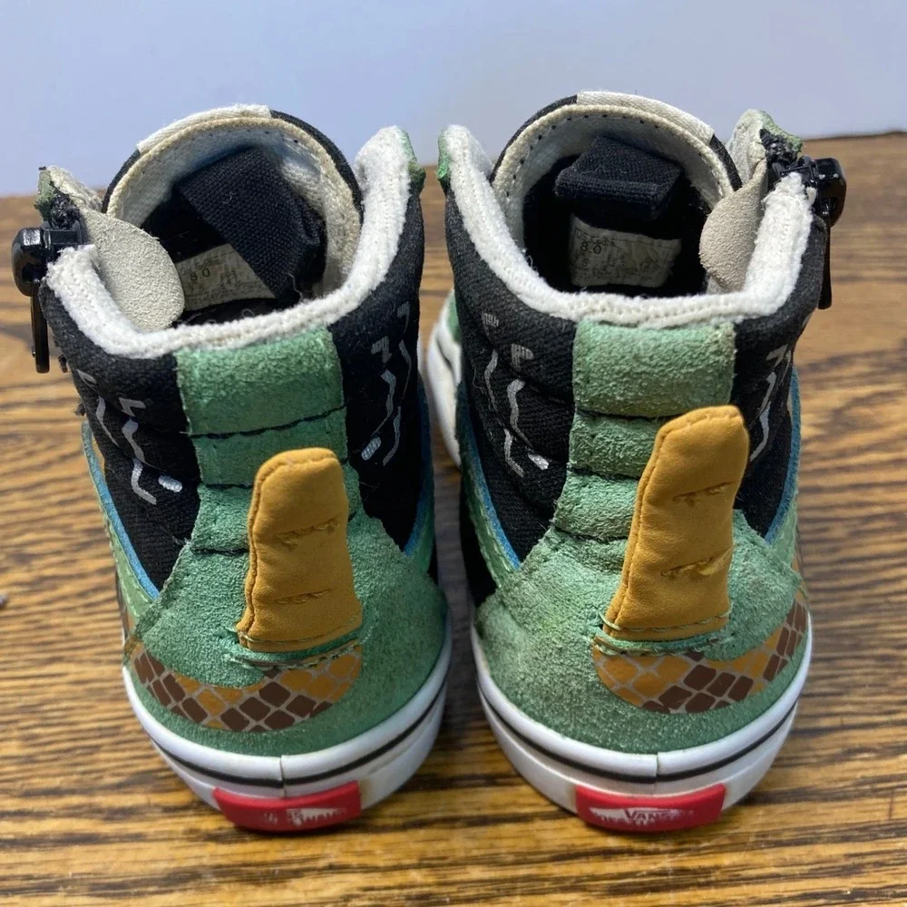 Vans Sk8-Hi Reissue V Toddler 8.0 Snake Green Black High Top Sneakers Zip 721454